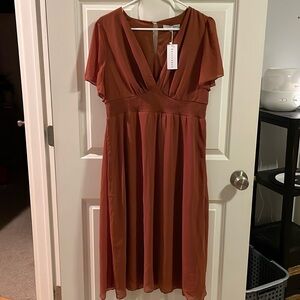 Rust Midi Dress